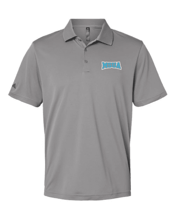 A gray polo shirt with the words " men 's golf " on it.