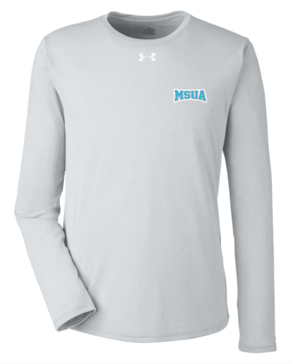 A white long sleeve shirt with the words " bull."