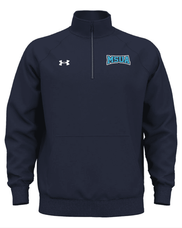 A navy blue under armour jacket with the ucla logo on it.