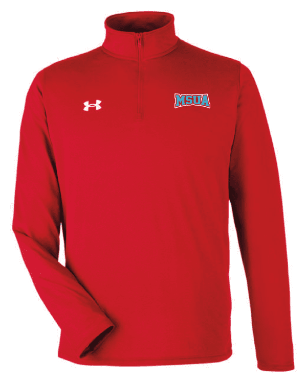 A red under armour jacket with the word " alabama " on it.