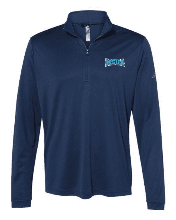 A navy blue long sleeve shirt with the word " zeta " on it.