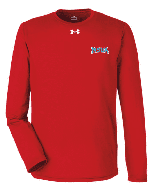 A red long sleeve shirt with the word " sigma " on it.